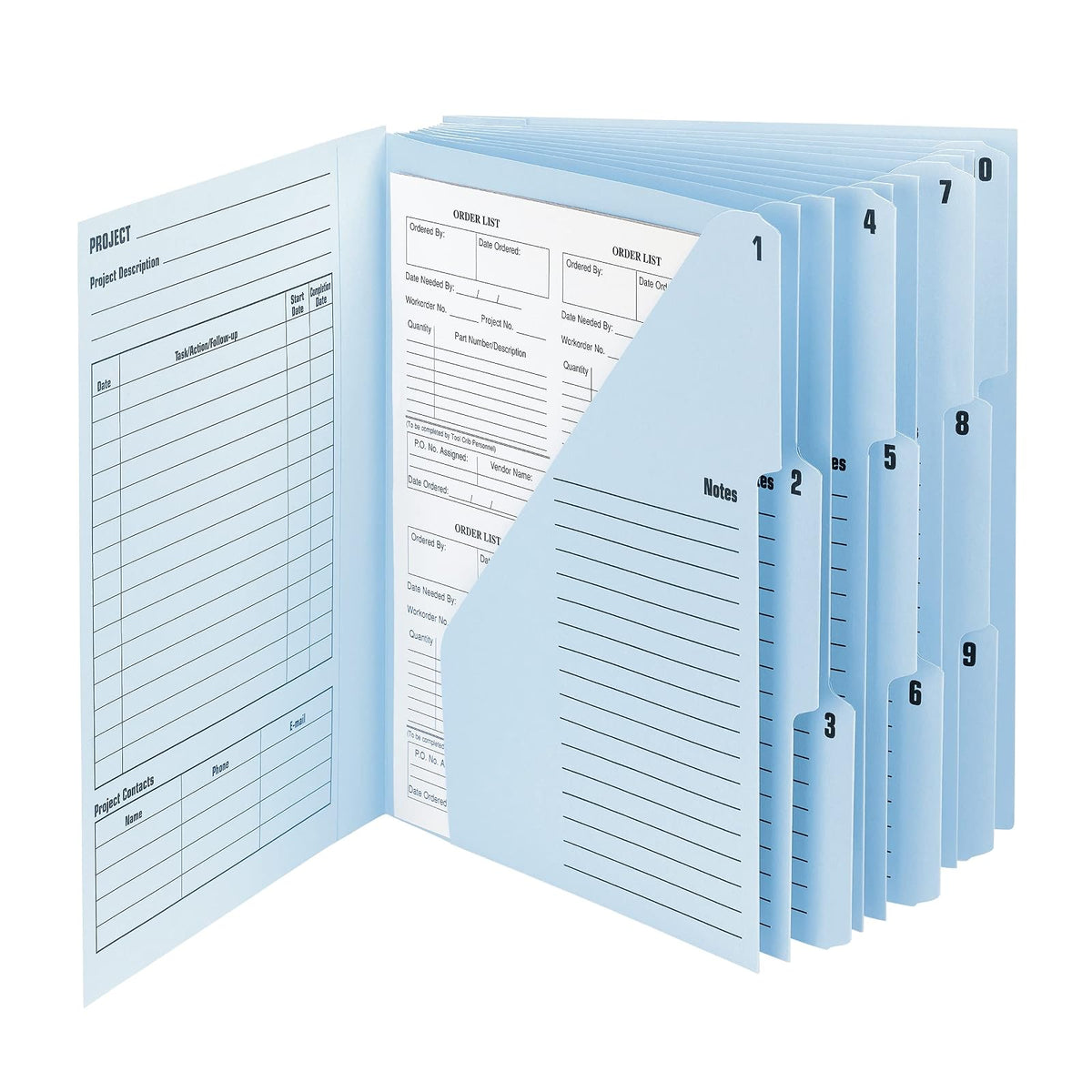 Smead Organizador de proyectos, 10 bolsillos, lados cerrados, plantillas preimpresas, pestañas reforzadas, tamaño carta, azul marino/azul lago (89200)