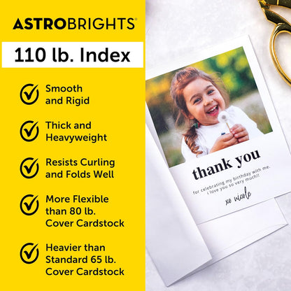 Cartulina blanca Astrobrights Premium, 8.5 x 11 pulgadas, 100 libras. índice, 94 Brillo, 235 hojas – Tarjeta blanca Astro pesada para invitaciones, tarjetas de visita, manualidades e impresión