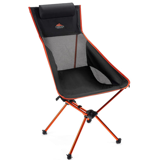 Cascade Mountain Tech - Silla de Campamento – Respaldo Alto Ultraligero para mochileros, Camping, Eventos Deportivos, Playa y picnics con Bolsa de Transporte