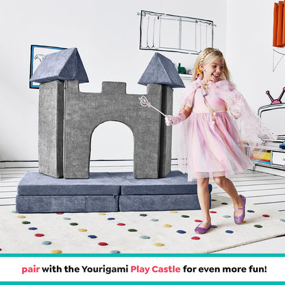 YOURIGAMI - Sofá de Juego para niños y niños pequeños, sofá Plegable Convertible, diseño Modular de Espuma Duradera, Color Azul Laguna