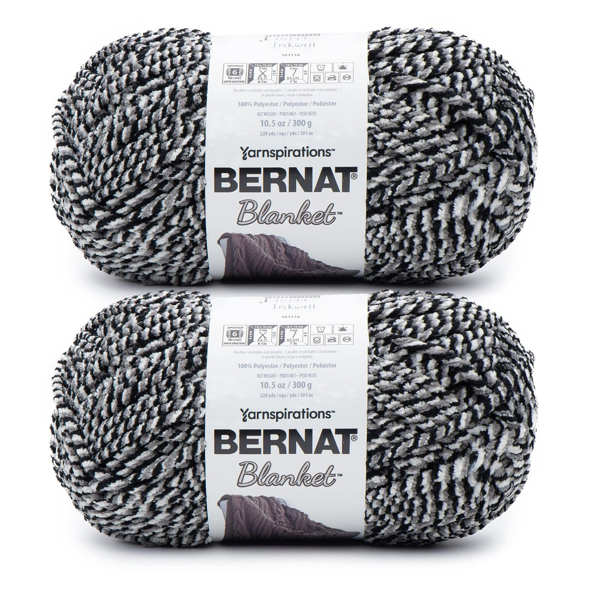 Bernat Blanket Estambre Chenille Súper Voluminoso, Paquete de 2 - Paquete de 2 - Inkwell