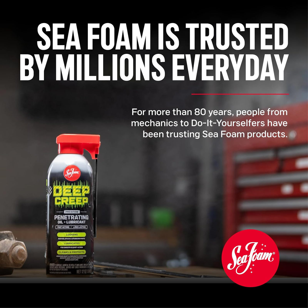 Sea Foam DC14MX Deep Creep Lubricante 473mL | Aflojador de óxido y penetrante de corrosión, lubricante de metal para herramientas, bisagras, engranajes y piezas móviles