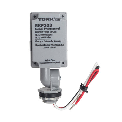 NSI TORK RKP203 Fotocontrol Giratorio para Exteriores 120V con Barra de Ajuste
