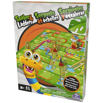 Spin Master Games, Juego Serpientes y escaleras para niños, Juego de Mesa Colorido para 2-4 Jugadores para Noches de Juegos en Familia
