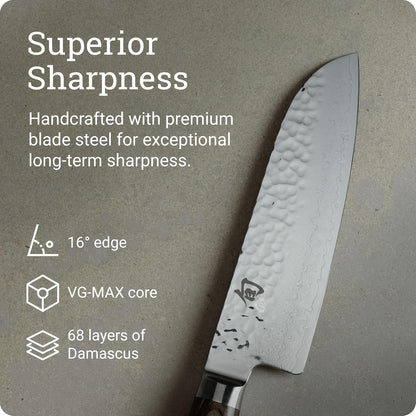 Shun Premier Cuchillo de chef, Santoku, 7" (17.5 cm), Plateado, 17,78cm
