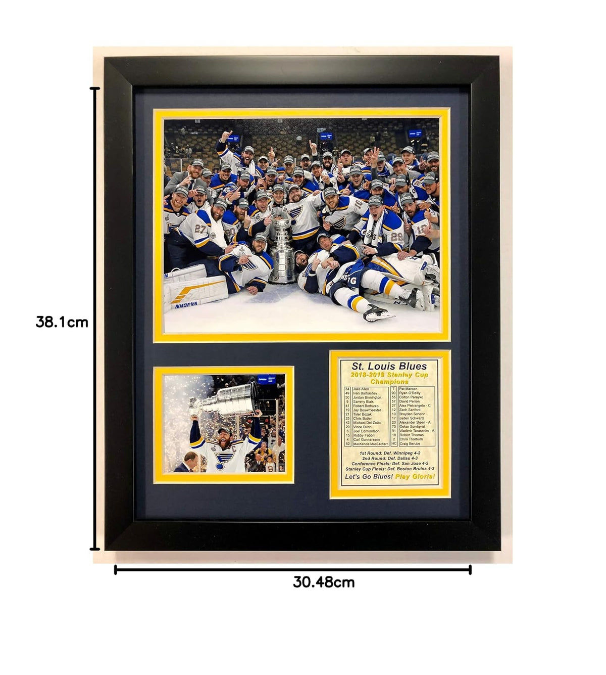 NHL Unisex NHL St. Louis Blues 2018-2019 Stanley Cup Champions marco doble mate fotos, NHL St. Louis Blues 2018-2019 Stanley Cup Campeones enmarcado doble mate fotos, Posado., 30.48 cm x 38.1 cm