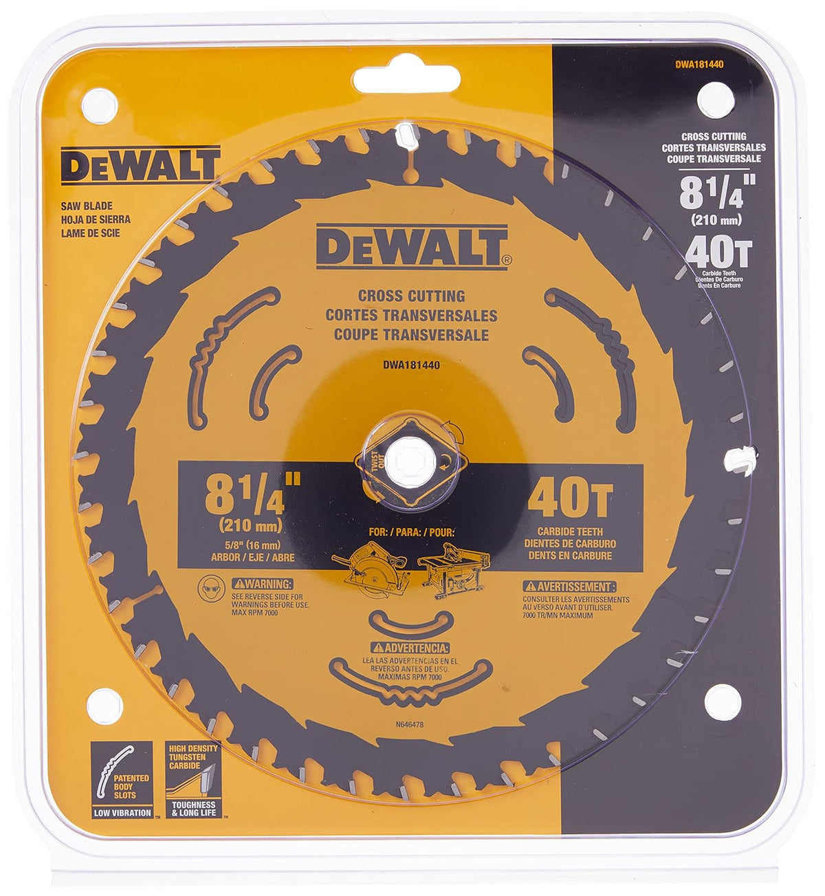 DEWALT DWA181440 Disco Sierra Circular 8-1/4 pulgadas