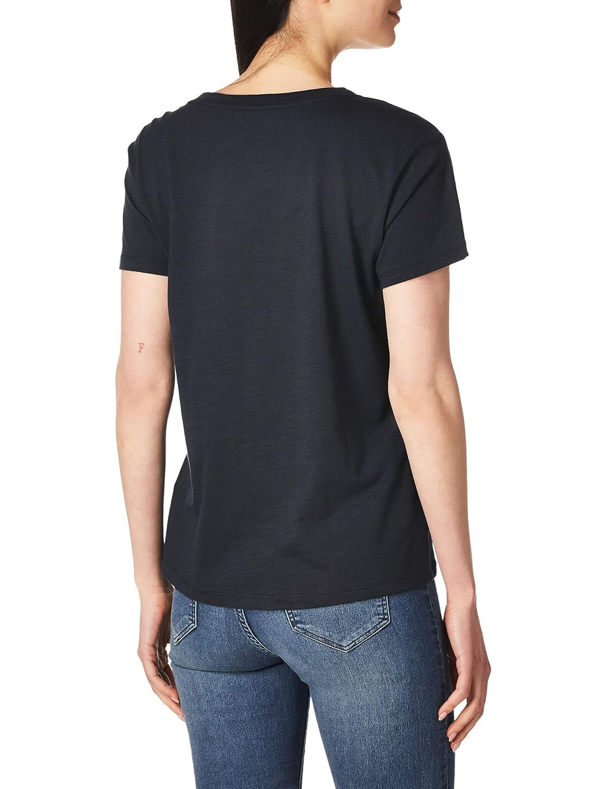 True Religion Crystal Caviar - Playera de Manga Corta con Cuello en V CamisetaMujer