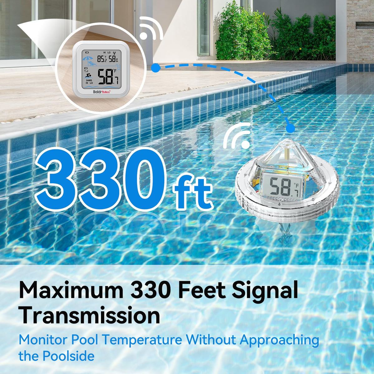 - Termómetro inteligente para piscina con puerta de enlace WiFi, digital flotante antivaho 360° con IPX7 impermeable, alerta de notificación de aplicación remota para tina de hidromasaje