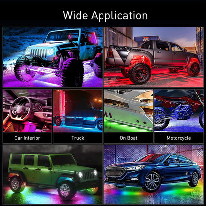 Nilight - Tira de luces de neón para automóvil, 300 LED, multicolor RGB-IC, función activa, modo de música con control de aplicación y control remoto, tira de luz debajo del cuerpo