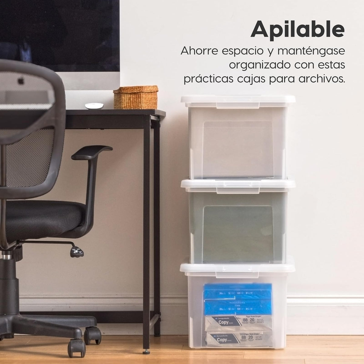 IRIS USA - Caja de archivos, caja organizadora de archivos de plástico con tapas, cartas/archivos legales, caja de documentos importante, contenedor de almacenamiento portátil, apilable, encajable