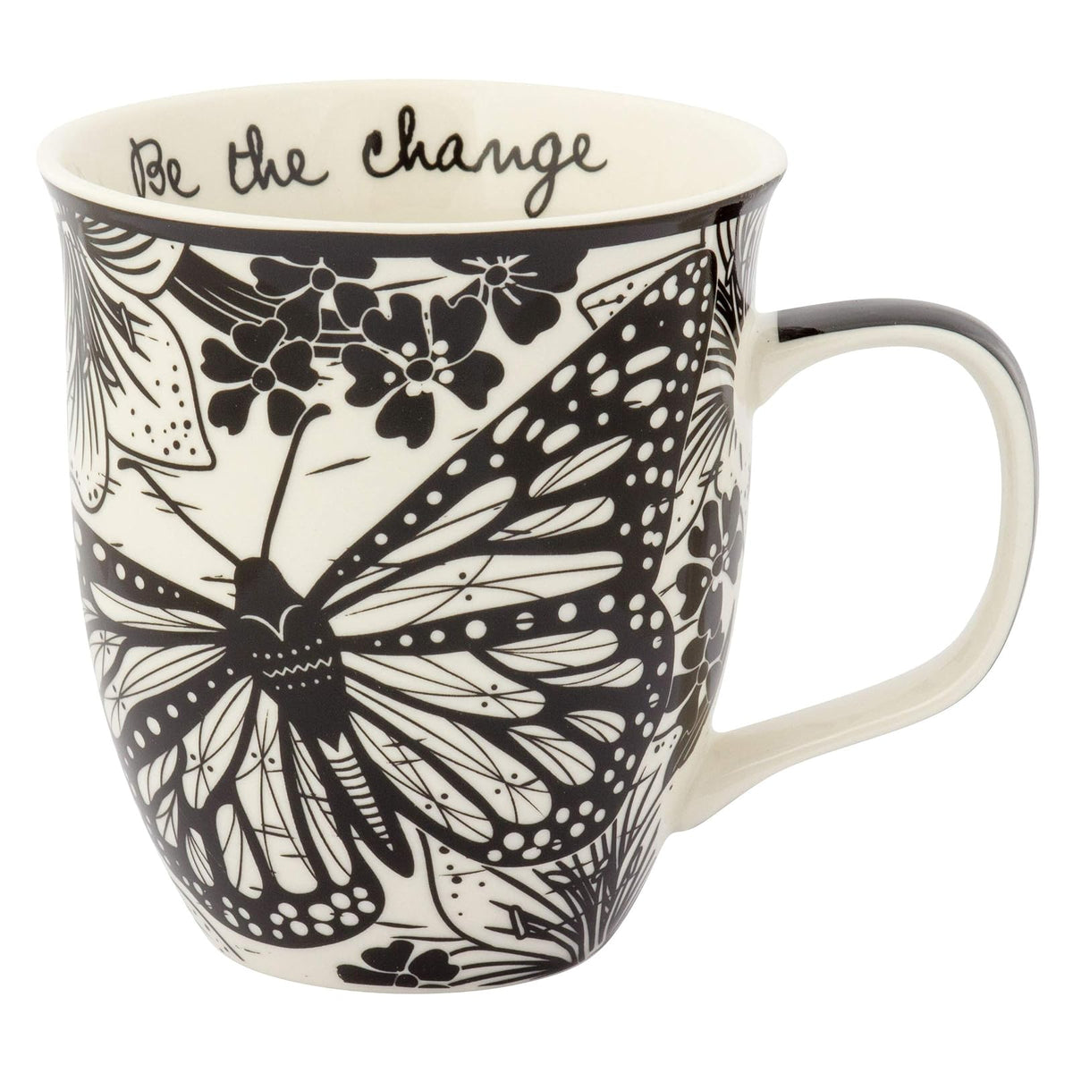 Karma Gifts KA101840A Boho Black and White Mug, Butterfly