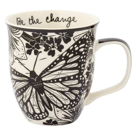 Karma Gifts KA101840A Boho Black and White Mug, Butterfly