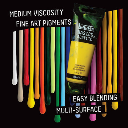 Liquitex 8870010 Basics - Pintura acrílica, pigmentos monopigmentados para artistas, resistentes a la luz, viscosidad media, calidad de archivo, acabado brillante sedoso, tubo de 118 ml, color magenta
