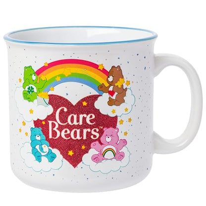 Silver Buffalo Care Bears - Taza de cerámica con logotipo de corazón arcoíris de 20 onzas