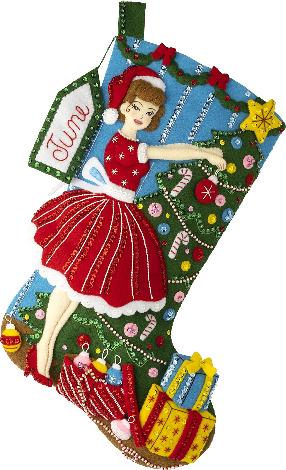 Bucilla - Apliques de fieltro de 45,7 cm, kit de fabricación de medias clásico, perfecto para manualidades y manualidades, 89457E