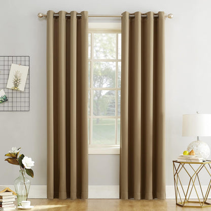 Sun Zero Cortina Opaca con Ojales, Diseño Damasco - Beige pardo - 137.2An x 213.4Al cm (1 Paneles)