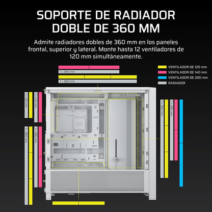 Corsair Frame 4000D Caja Modular Mid–Tower ATX para PC – Alto Flujo de Aire, Sistema de Montaje de Ventiladores InfiniRail™, ASUS BTF, MSI Project Zero, Gigabyte Project Stealth – Blanco