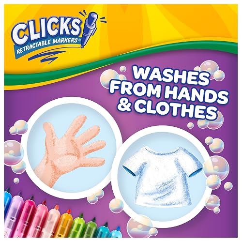 Crayola - Marcadores retráctiles (10 unidades), marcadores lavables para niños, marcadores de clic, suministros escolares para niños, regalos, a partir de 5 años