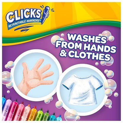 Crayola - Marcadores retráctiles (10 unidades), marcadores lavables para niños, marcadores de clic, suministros escolares para niños, regalos, a partir de 5 años