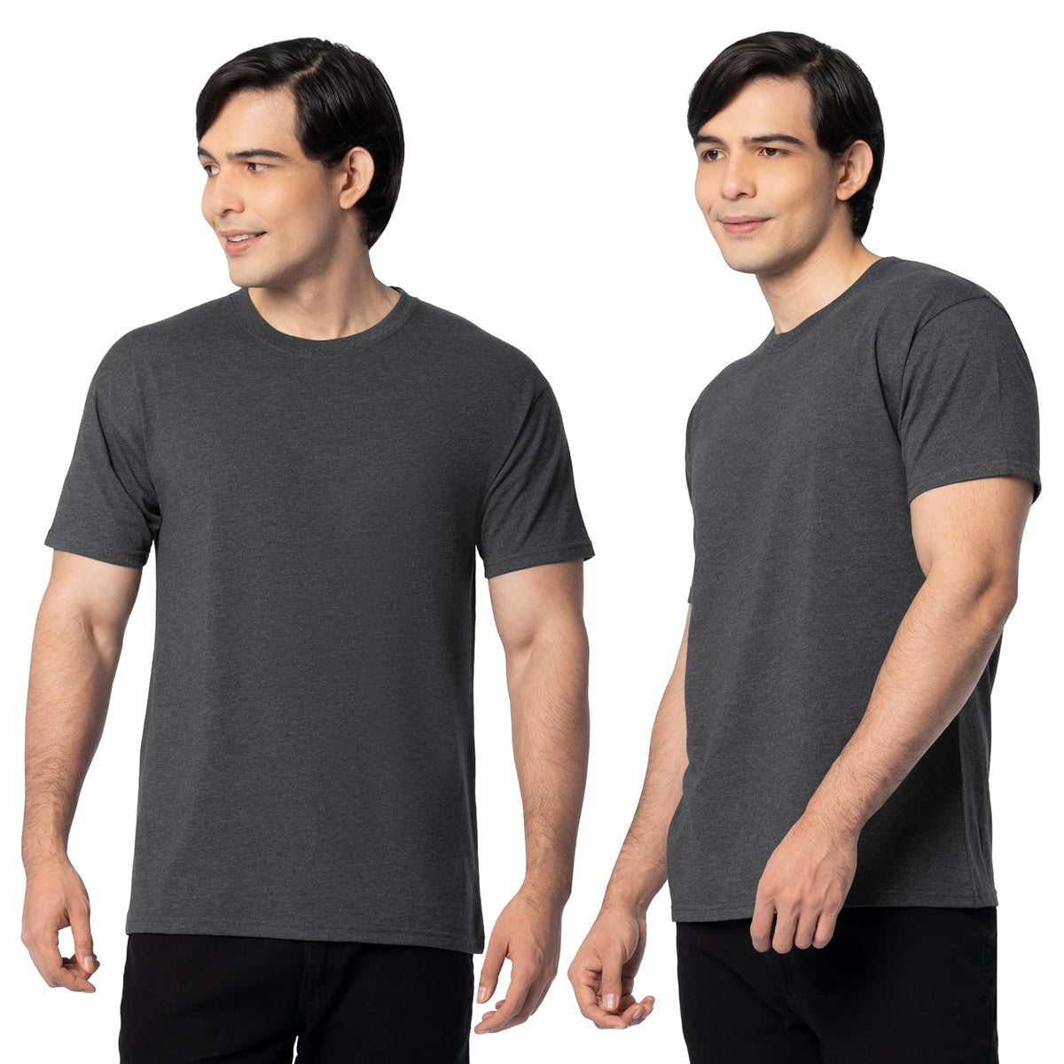 Fruit of the Loom Playera Eversoft con Bolsillo para Hombre, Paquete de 2 - XL - Paquete de 2 Black Heather
