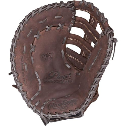 Rawlings | Guante de béisbol Preferido para Jugadores de Primera Base, Tiro para Mano Izquierda, 12.5 Pulgadas, Banda Doble de Barra de un Solo Poste