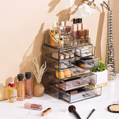 Sorbus Estuche acrílico para almacenamiento de joyas y maquillaje cosmético - Diseño espacioso - Ideal para baño, vestidor, tocador y encimera