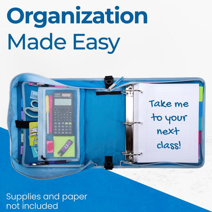 Case-It Mighty Carpeta Escolar con Anillos de 3 Pulgadas | 5 sujetos, 600 hojas, expandible, múltiples bolsillos, cierre, material ripstop
