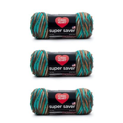 Red Heart Super Saver Estambre Acrílico, Varios Colores - Arrecife - Paquete de 3
