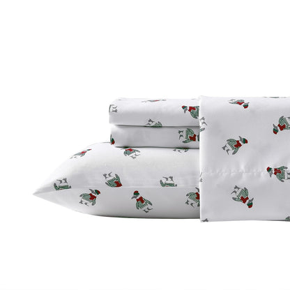 Nautica Juego de Sábanas Individuales de Franela Estampada - Doble - Lanzamiento de pingüinos