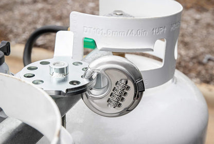 Camco Double Propane Tank Locking Device | Safely Secures (2) Propane Tanks to Your RV for Theft Prevention | Works with Conventional and Airstream Setups (40590)
