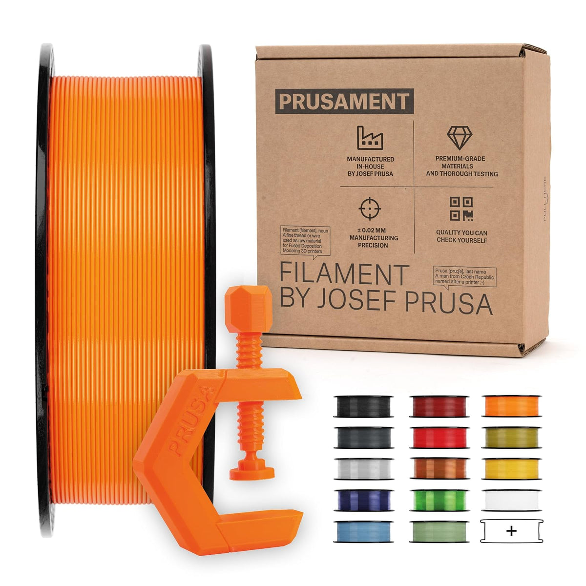 Prusament PETG Filamento Transparente 1kg 1.75mm - Naranja Prusa