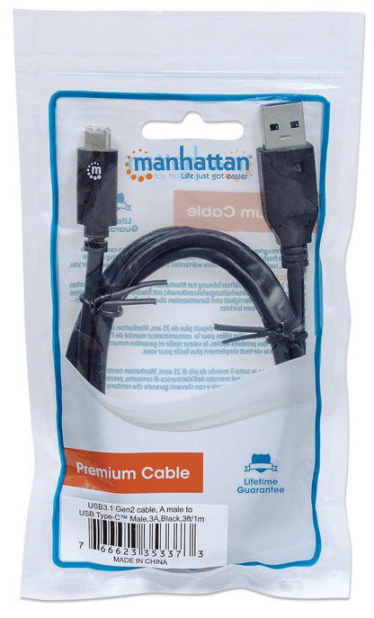 Manhattan CB-1319 Cable USB-C V3.1, C-A 1.0M Negro,