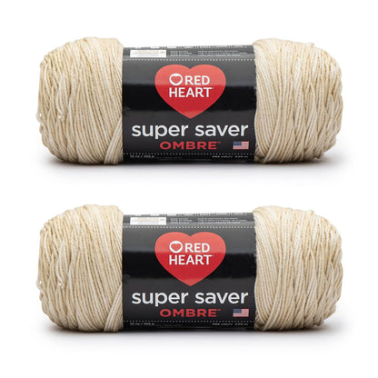 Red Heart Super Saver Jumbo Estambre Acrílico Degradado, Paquete de 2 - Arena Ombre