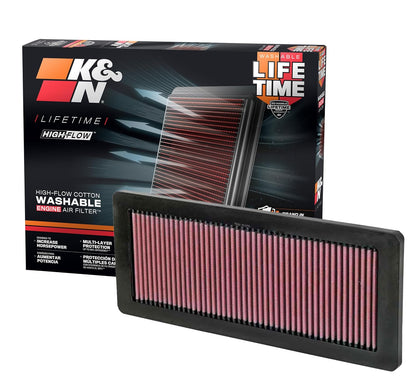 K&N 33-2936 Filtro de Aire de Motor Original de Alto Flujo Lavable, Compatible con Mini Cooper 2007-2016, Rojo Brezo, Paquete de 1