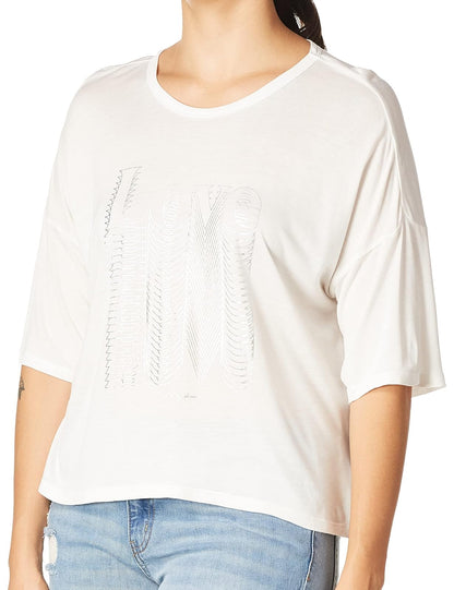 Betsey Johnson Overlapping Love Boyfriend Crop tee Camiseta Mujer