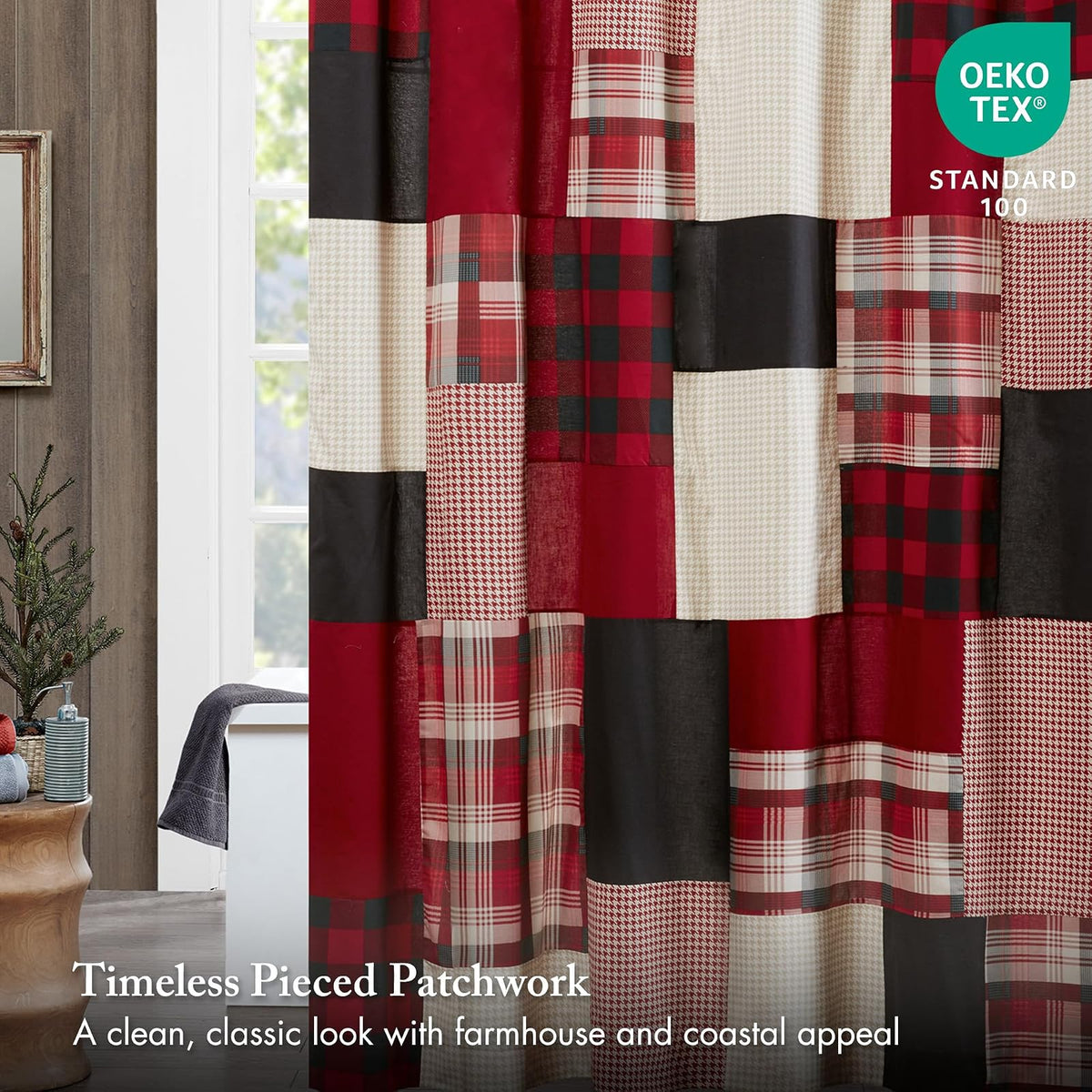 Woolrich Sunset - Cortina de Ducha de algodón para baño, 72 x 72 Pulgadas, Color Rojo