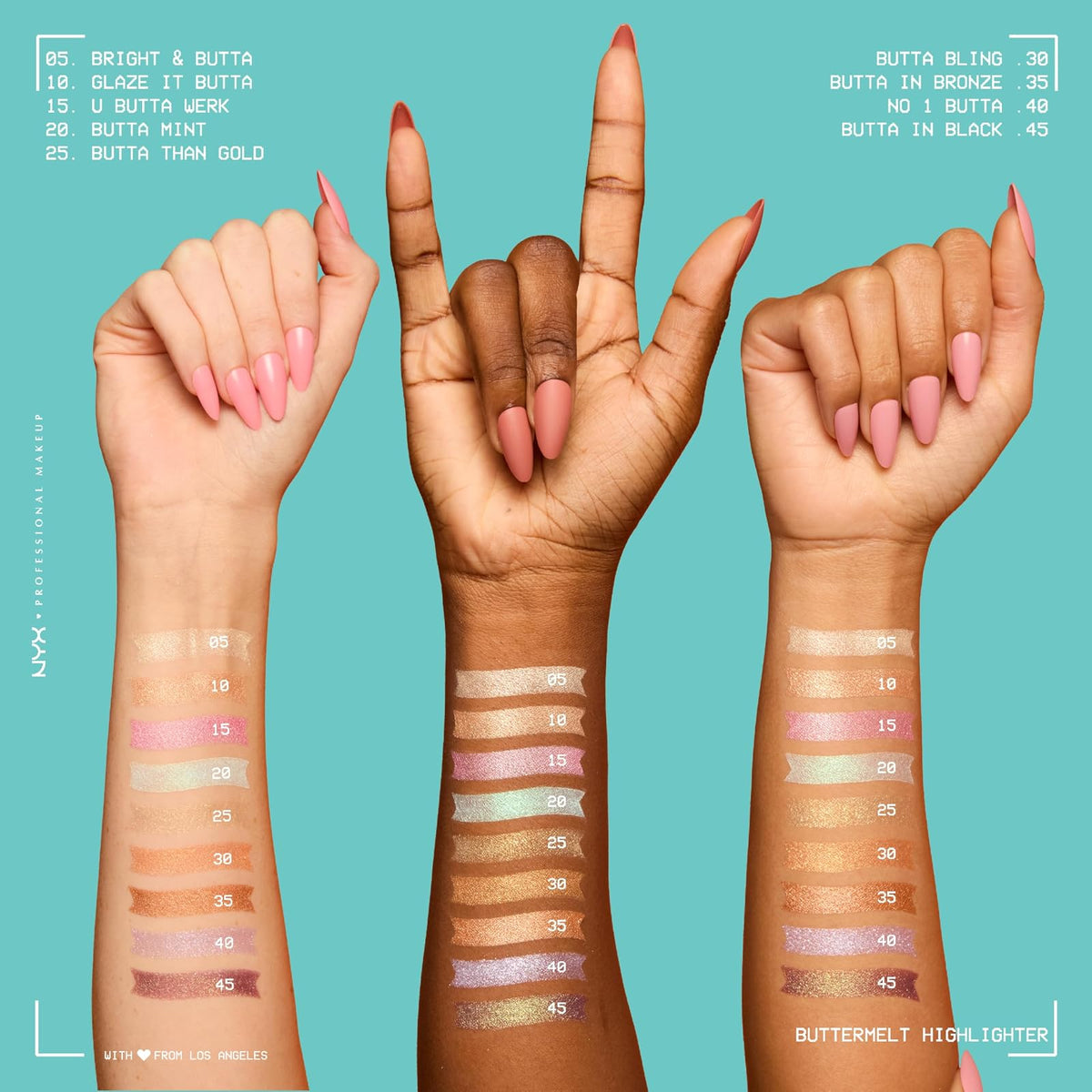 NYX Professional Makeup Highlighter, Iluminador Cremoso, 12 horas de Duración, Acabado Brillante y Natural, Fórmula Vegana, Tono Butta Mint, 5 g