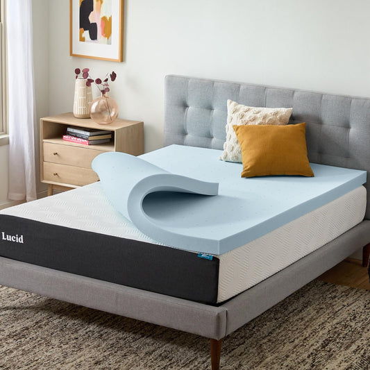 Lucid - Colchoneta de Memory Foam con Gel Refrescante - Sobrecolchón Ventilado de 7.5 cm - Topper Suave y Acolchado para Colchón - Alivia Puntos de Presión - King