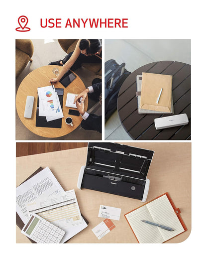 Canon imageFORMULA R10 Escáner de Documentos portátil, escaneo de 2 Caras con alimentador de 20 páginas, fácil configuración para el hogar u Oficina, Incluye Software, (4861C001)