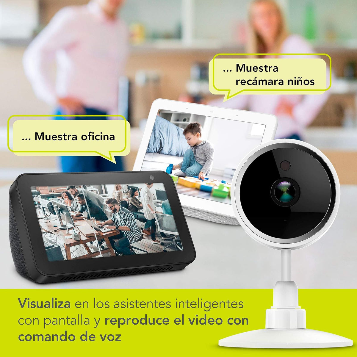 Lloyd's Cámara IP Inteligente WiFi Interior Full HD 1080P Visión Nocturna | Comunicación bidireccional, control desde aplicación móvil y compatibilidad con asistentes virtuales para monitoreo remoto.