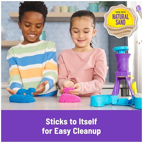 Kinetic Sand, juego de helados suaves con 396 g de arena (azul, rosa y blanca), 2 conos de helado y 2 herramientas, juguetes sensoriales para niños a partir de 5 años