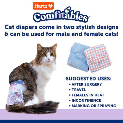 Hartz Comfitables - Pañales para Gatos, Talla M, 16 Unidades, Ajuste cómodo y Seguro, fácil de Poner