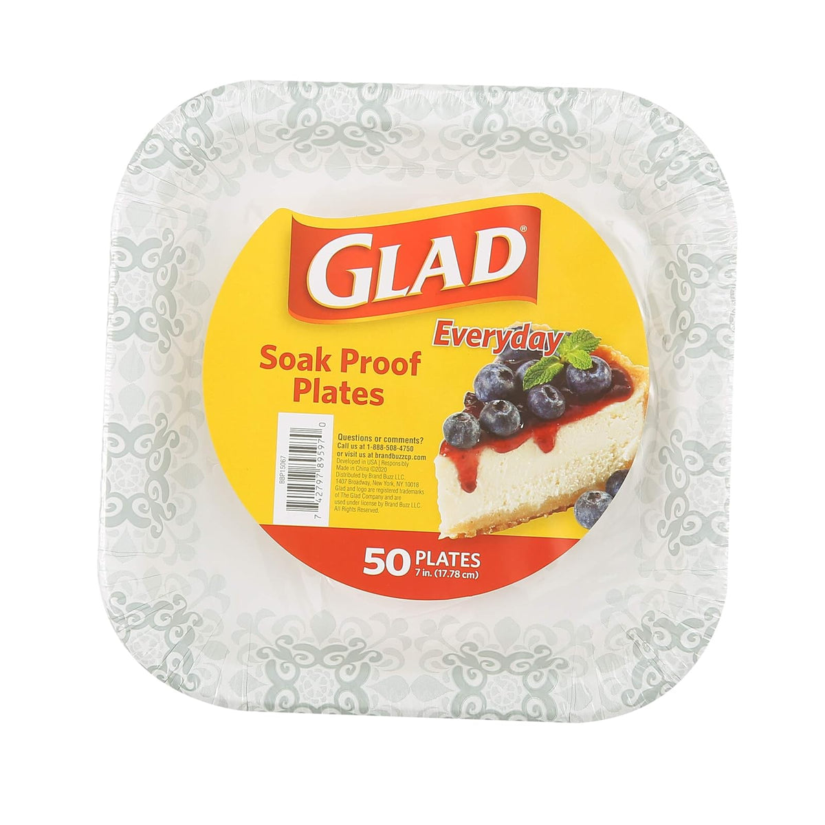 Glad Platos de Papel Desechables Resistentes a Líquidos - Gris - 50 Count (Pack of 1)