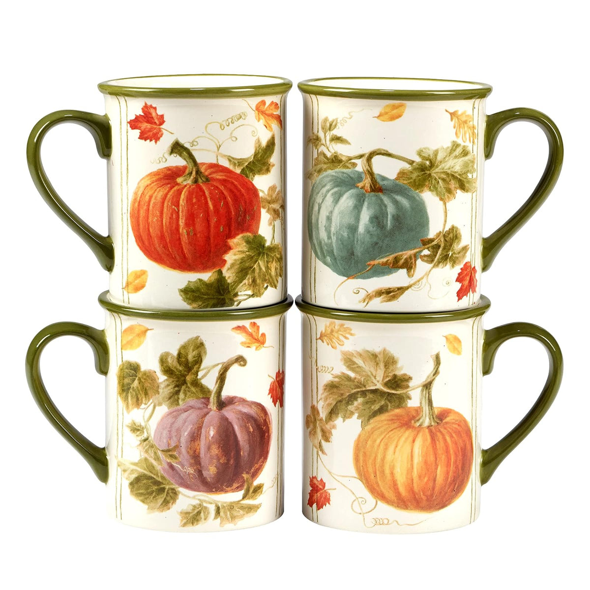 Certified International Autumn Harvest - Juego de 4 tazas de 16 onzas