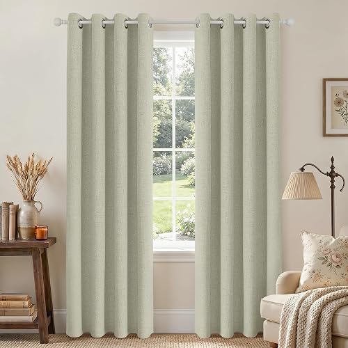 Joydeco Cortinas Opacas Beige Claro 42 x 72 Pulgadas 2 Paneles