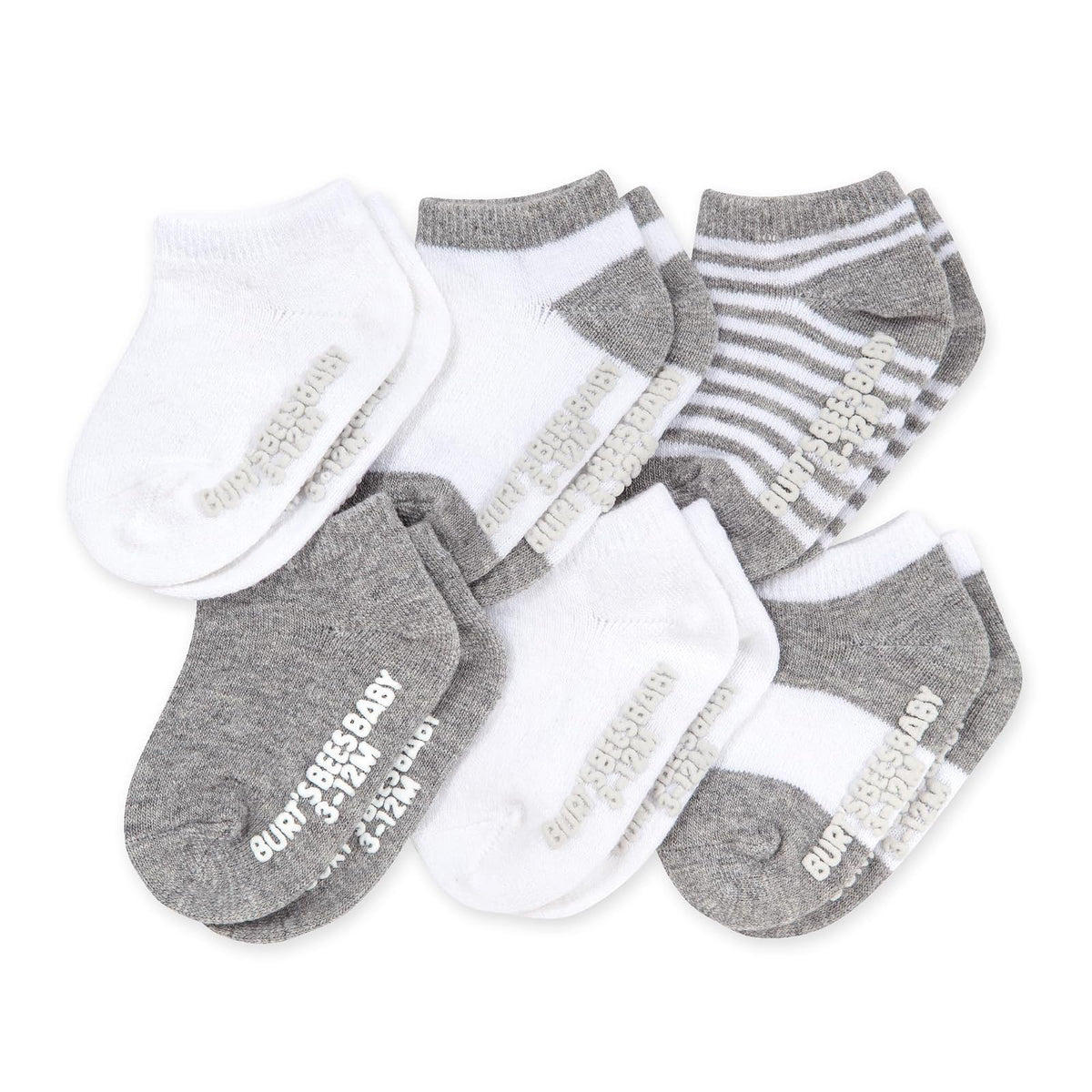 Burt's Bees Baby Paquete de 6 tobillos o tripulación con agarres antideslizantes Calcetín casualbebés unisex