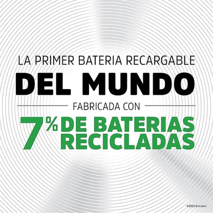 Energizer - Pila Recargable 9V, Recharge, NiMH, 1 Pieza | 8.4V NiMH, hasta 1,000 recargas, para detectores de humo, micrófonos y radios, ahorro a largo plazo