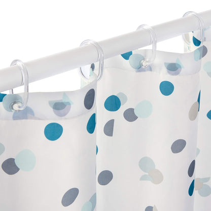 RAYEN | Cortinas de baño | Cortina de Ducha o bañera | Impermeable | Poliéster | Secado rápido | Opaco Anillos de PVC | Incluye 12 Ganchos | 180 x 200 cm | Blanco con Lunares Azules