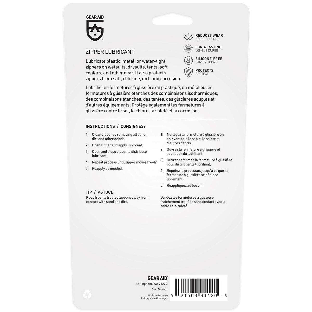 Gear Aid 91120 Cera Lubricante para Cierres de Tiendas, Trajes Secos y Hieleras, Incluye 2 Barras